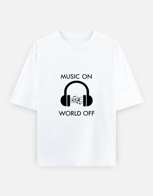 The Unserious Oversized Unisex Tee - Music on World Off