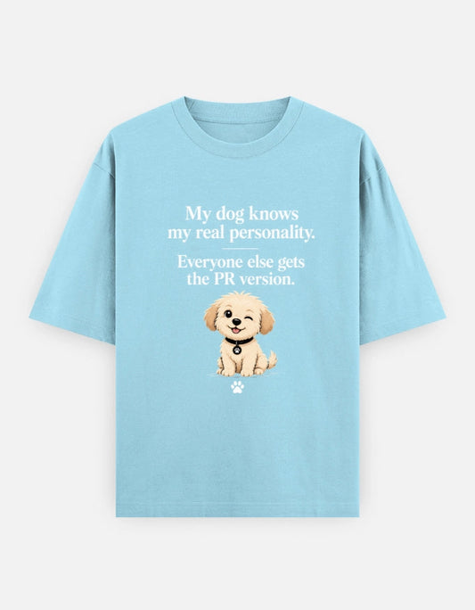 Unisex oversized T-shirt by The Unserious Studio featuring a playful design and casual fit, perfect for dog lovers and casual wear.