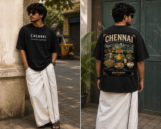 The Unserious Unisex Oversized Tee - Chennai Filter Kaapi & Street Stories