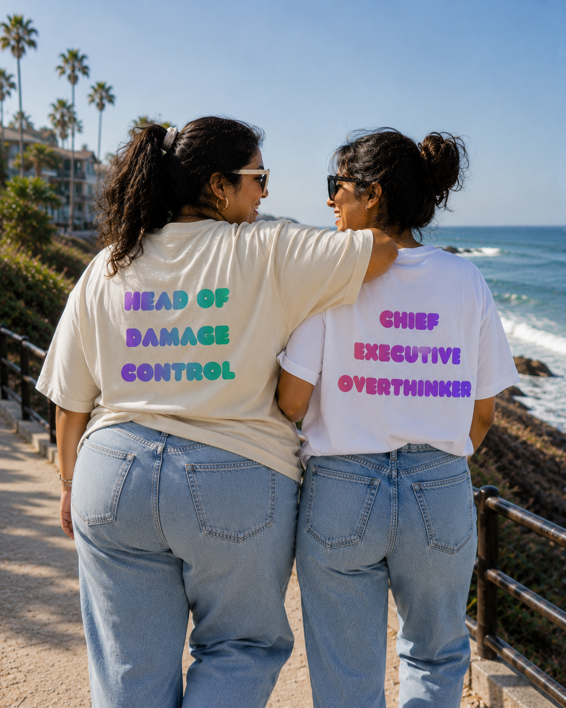 TUS Unisex Regular BFF Tees - Head of Damage Control | Chief Executive Overthinker (Pack of 2 Tees)