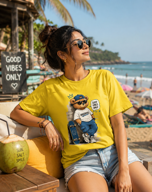 TUS Unisex Regular Tees - Good Vibes only Teddy