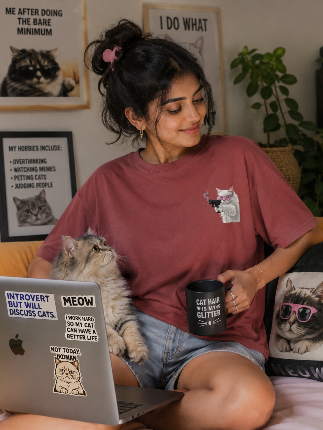 TUS Unisex Regular Tee - Cat With Attitude