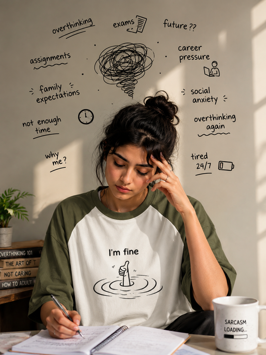 TUS Unisex Oversized Raglan Tee - I am Fine Tee