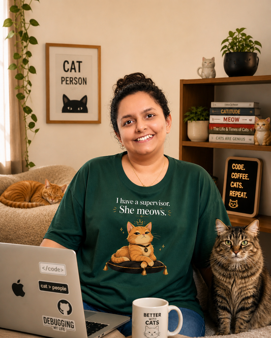 The Unserious Unisex Oversized Tee - I have a Supervisor, She Meows