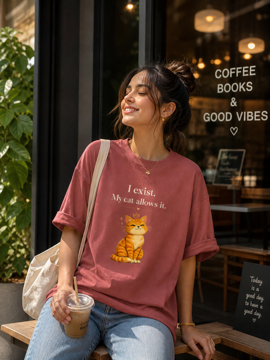 The Unserious Unisex Tee - I Exist. My Cat Allows It