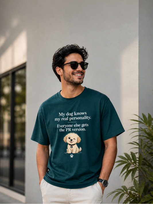 The Unserious Unisex Oversized Tee- My Dog Knows My Real Personality