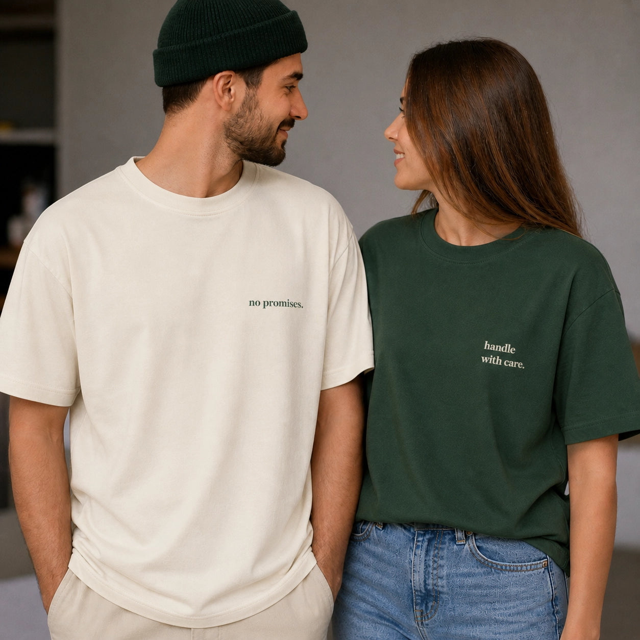 Two oversized unisex T-shirts from The Unserious Studio featuring "I Tolerate the Crazy One" and "I am the Crazy One" slogan designs.