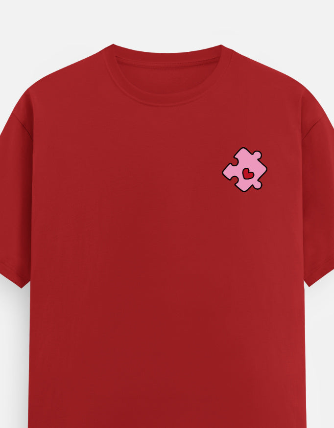 TUS Unisex Puzzle Piece BFF Embroidered Regular Tee Set (2 Tees)