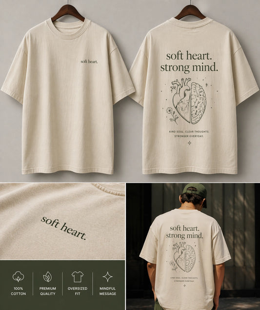 Unisex oversized soft heart T-shirt by The Unserious Studio, featuring a relaxed fit and subtle heart design on the front.